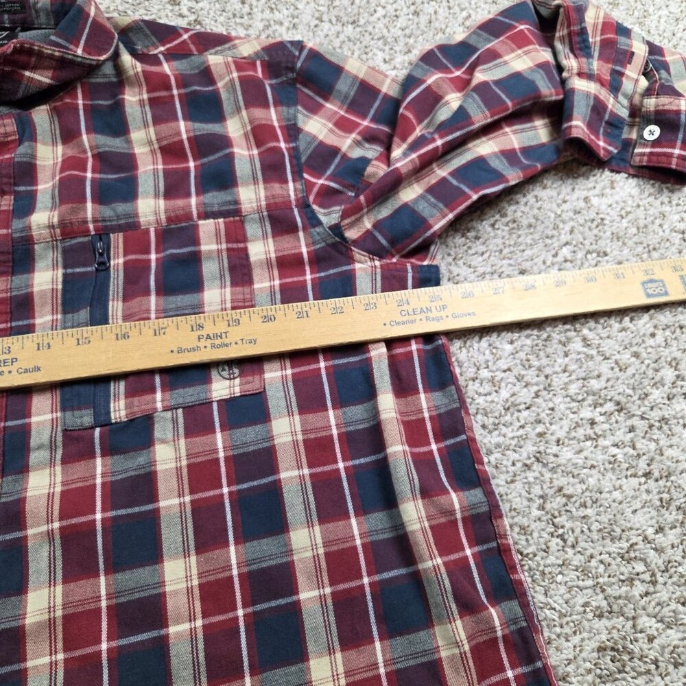 Wrangler ATG Shirt Mens XL Flannel Long Sleeve Plaid Cotton Button Up Patches - Picture 4 of 7